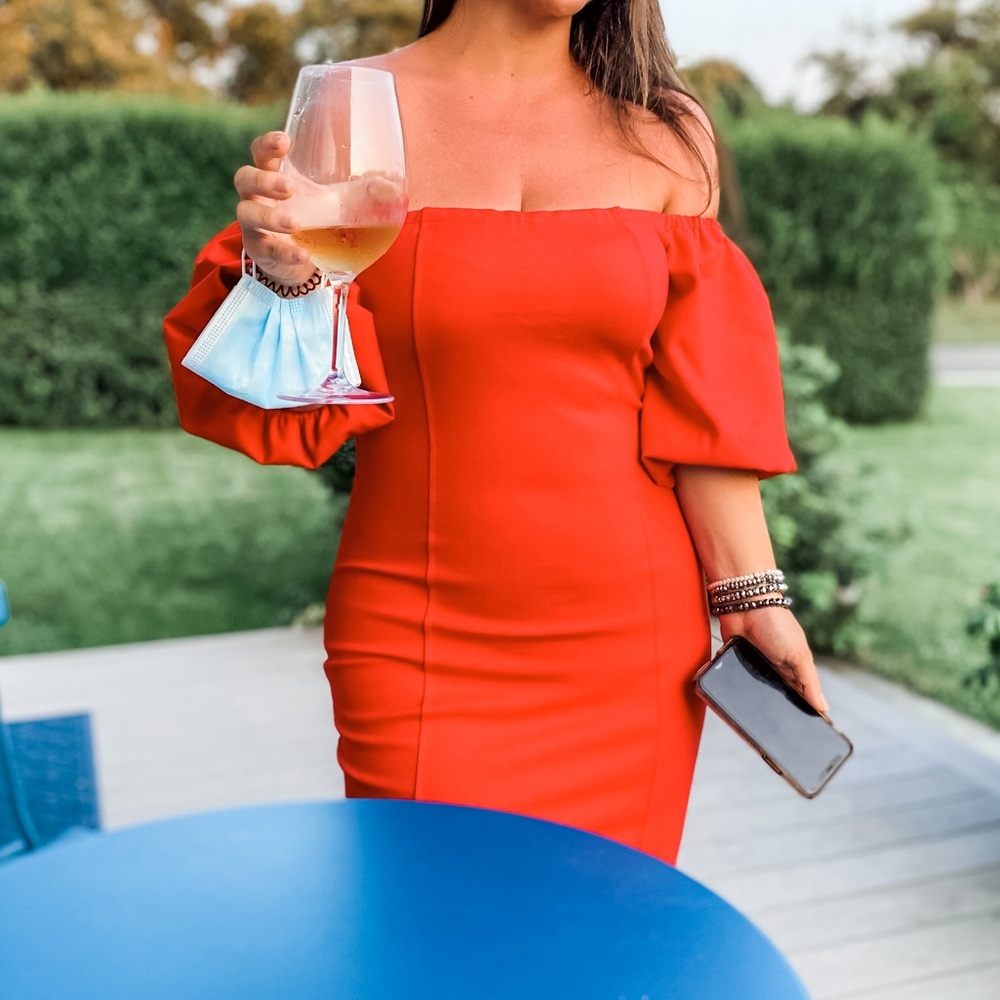 Vici x Nordstrom red mini dress with balloon sleeves large